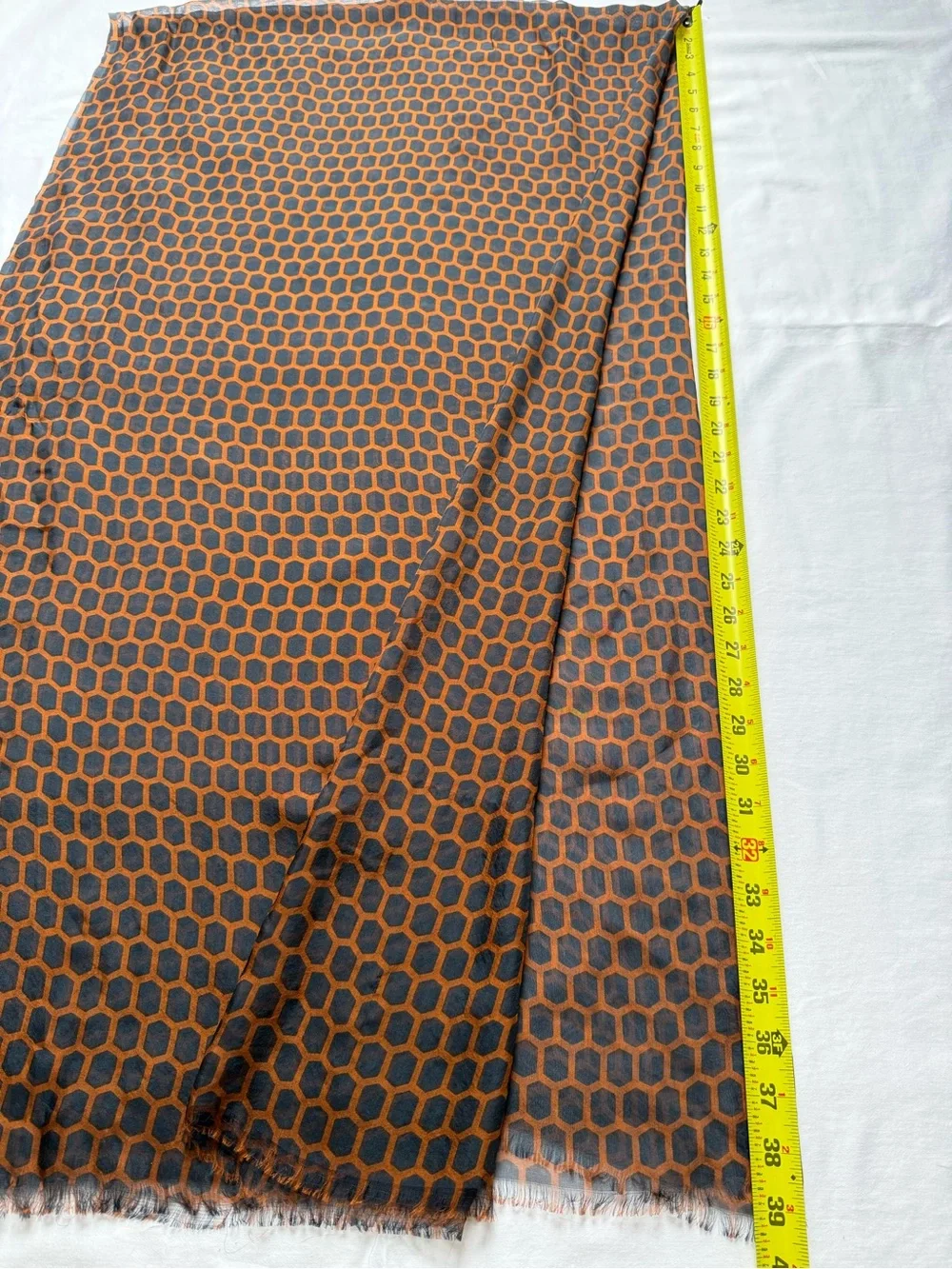 J. Crew 100% Silk Brown and Black Honeycomb Pattern Scarf